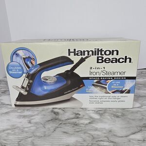 Hamilton Beach 2 in 1 Iron and Steamer, Blue & Black, Model 14525